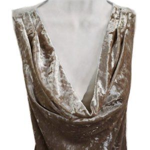 Crushed VeLVeT Boston Proper Tank Pleated Draped Neckline Champagne M